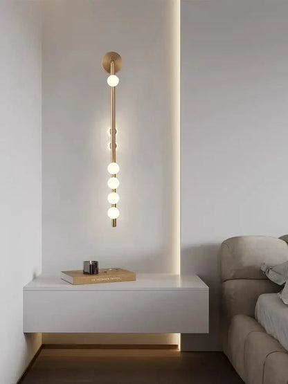 Modern black glass wall lamp for living room with five spheres