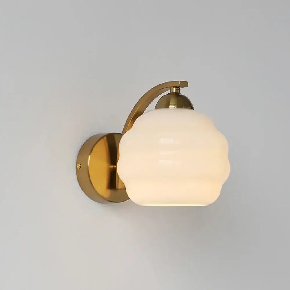 Modern cloud glass wall lamp bedroom brass light