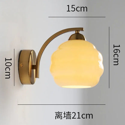 Modern cloud glass wall lamp bedroom brass light