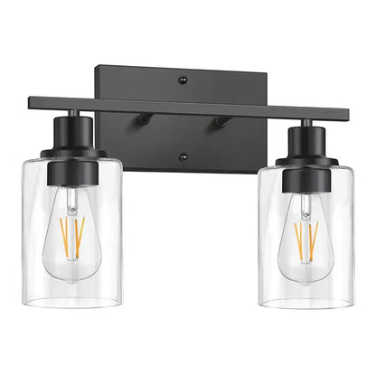 Industrial black metal glass wall lamp living room sconce