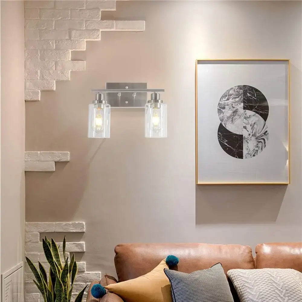 Industrial black metal glass wall lamp living room sconce