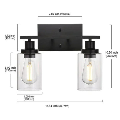 Industrial black metal glass wall lamp living room sconce