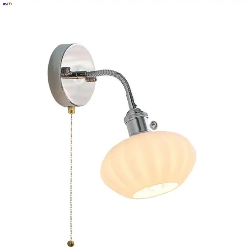 Modern chrome and glass wall light fixture bedroom adjustable sconce