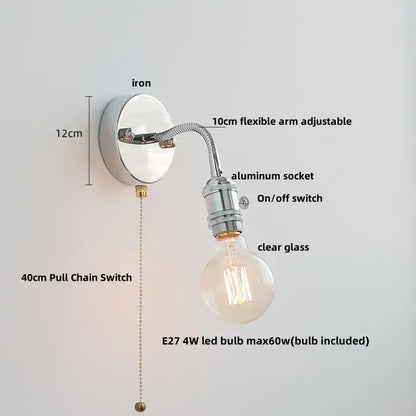 Modern chrome and glass wall light fixture bedroom adjustable sconce