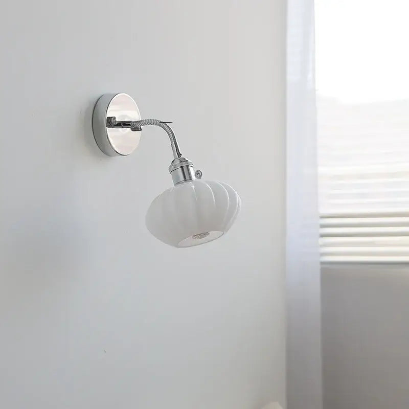 Modern chrome and glass wall light fixture bedroom adjustable sconce