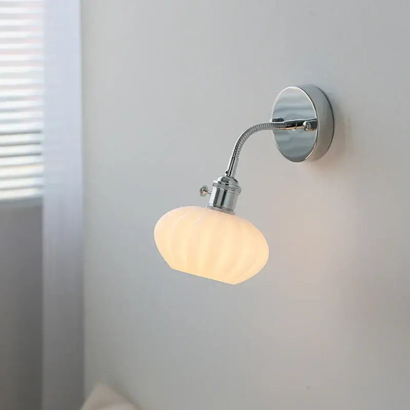 Modern chrome and glass wall light fixture bedroom adjustable sconce