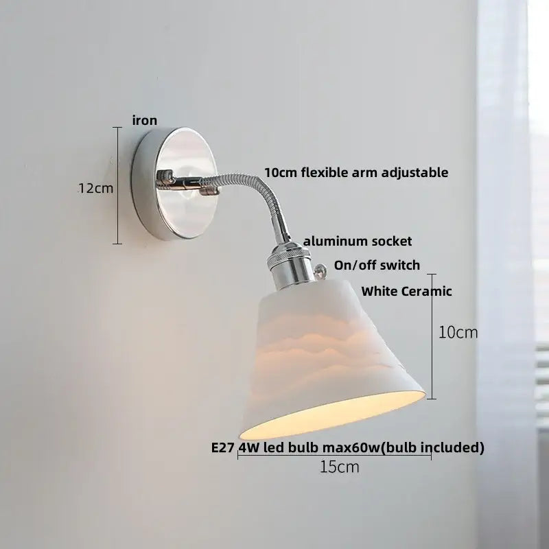 Modern chrome and glass wall light fixture bedroom adjustable sconce