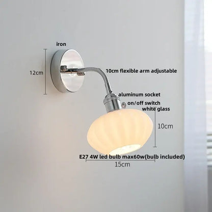 Modern chrome and glass wall light fixture bedroom adjustable sconce