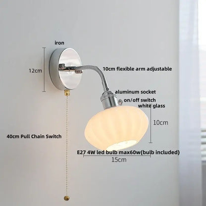 Modern chrome and glass wall light fixture bedroom adjustable sconce
