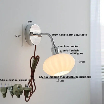 Modern chrome and glass wall light fixture bedroom adjustable sconce