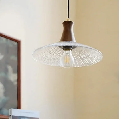 Vintage wood and glass led pendant lights for dining room