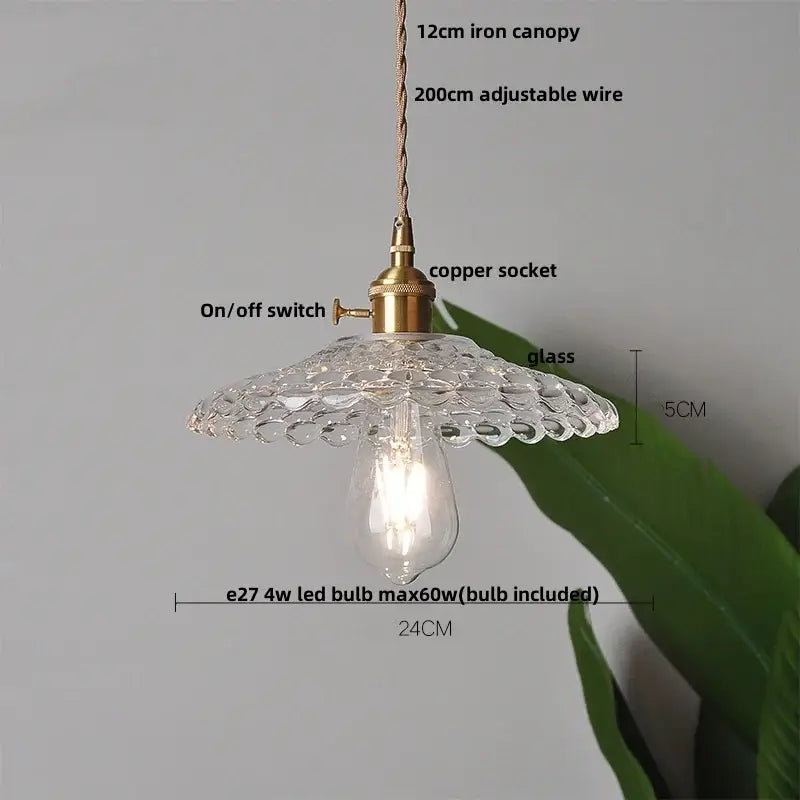 Vintage wood and glass led pendant lights for dining room