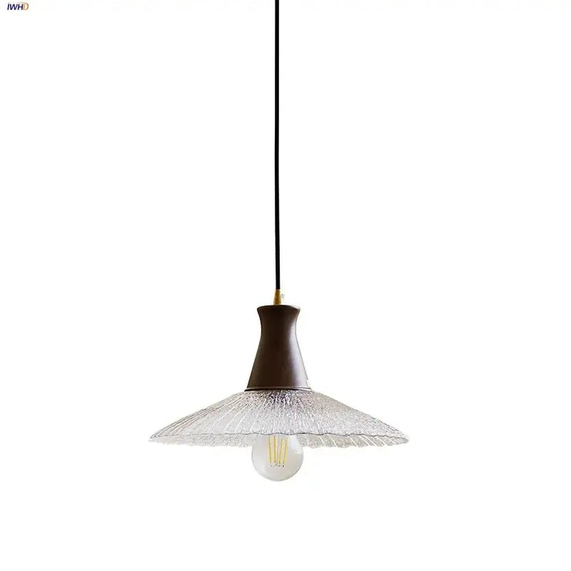 Vintage wood and glass led pendant lights for dining room
