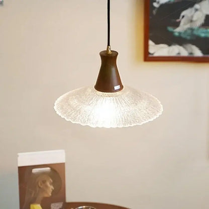 Vintage wood and glass led pendant lights for dining room