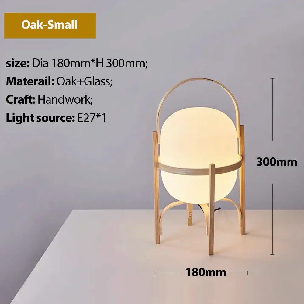 Japanese minimalist wood metal table lamp bedroom spherical light