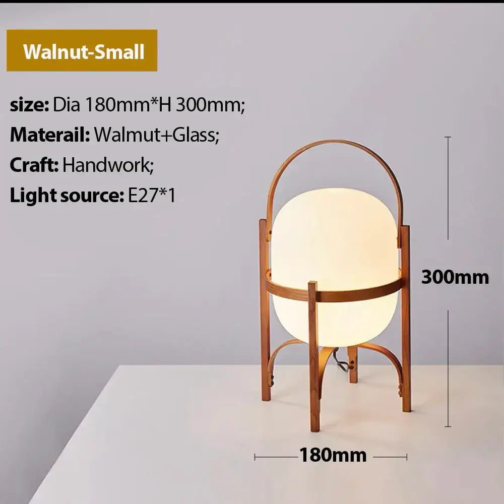 Japanese minimalist wood metal table lamp bedroom spherical light