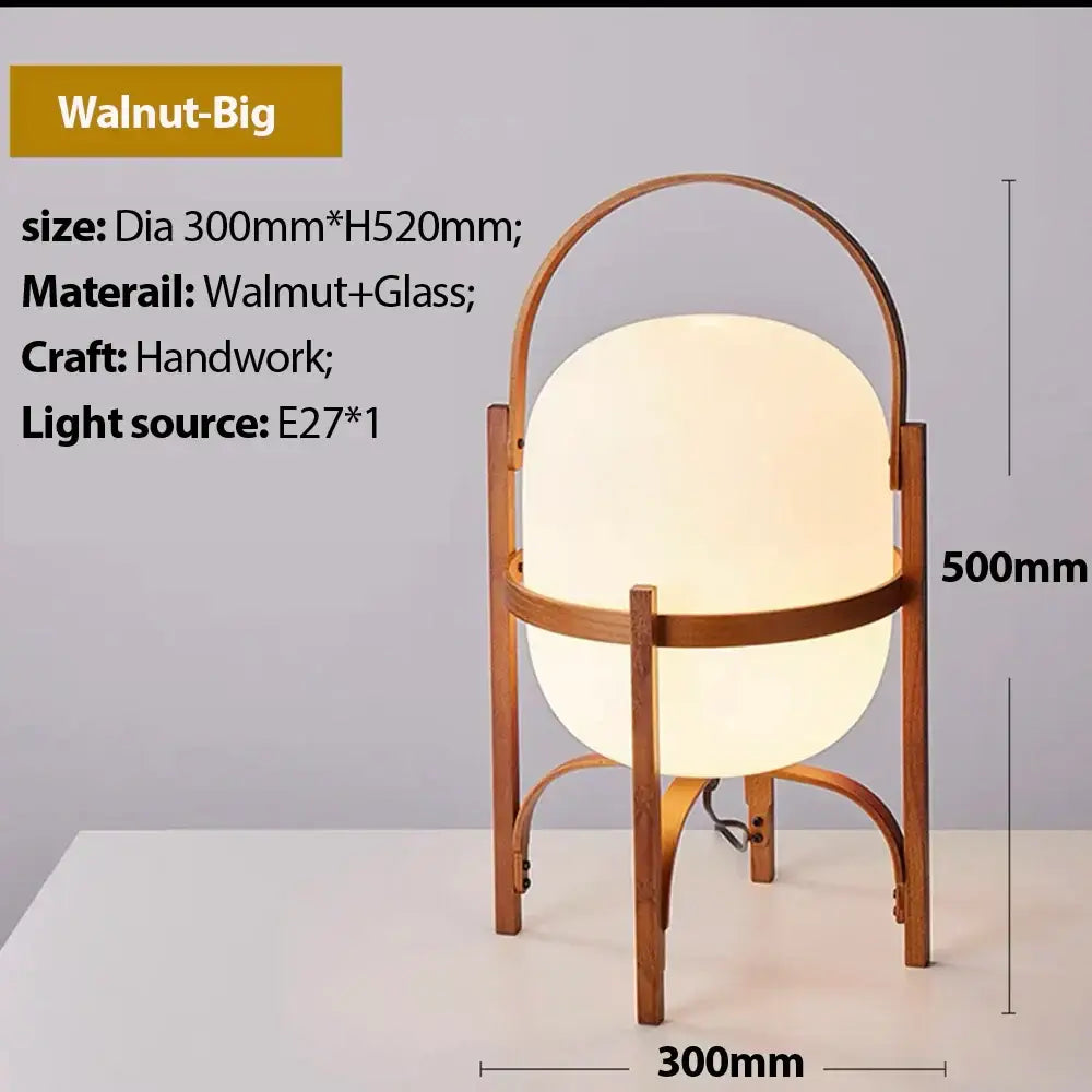 Japanese minimalist wood metal table lamp bedroom spherical light