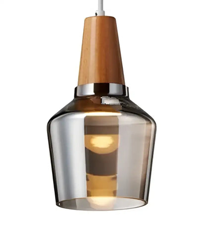 Modern smoked gray wood pendant light set of 3 dining room