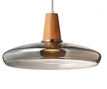 Modern smoked gray wood pendant light set of 3 dining room