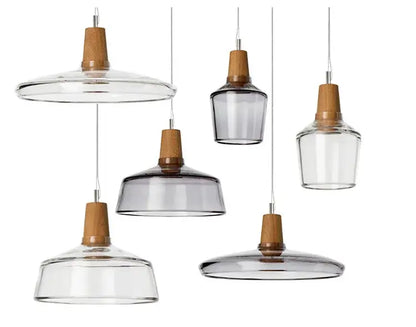 Modern smoked gray wood pendant light set of 3 dining room