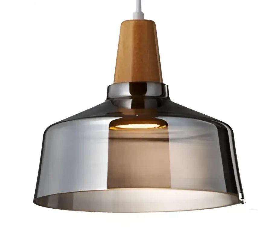 Modern smoked gray wood pendant light set of 3 dining room