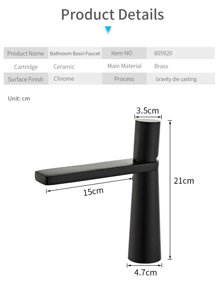 Modern minimalist gold brass basin faucet for bathroom sink