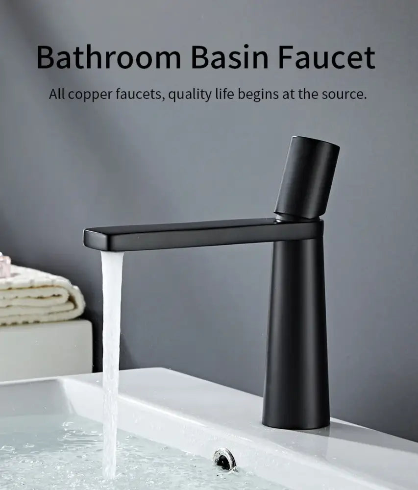 Modern minimalist gold brass basin faucet for bathroom sink
