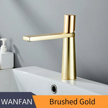 Modern minimalist gold brass basin faucet for bathroom sink