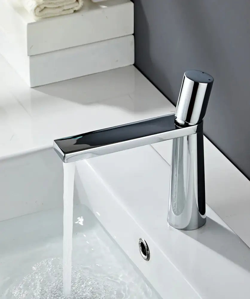 Modern minimalist gold brass basin faucet for bathroom sink