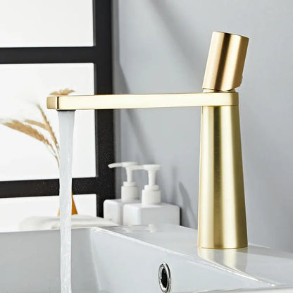 Modern minimalist gold brass basin faucet for bathroom sink
