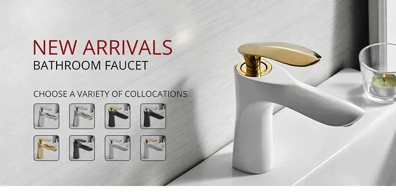 Modern minimalist gold brass basin faucet for bathroom sink