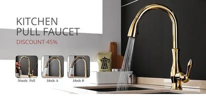 Modern minimalist gold brass basin faucet for bathroom sink