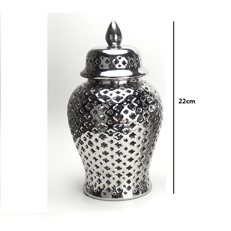DecorBites™ Gold Ceramic Carved Temple Jar - Home Decor