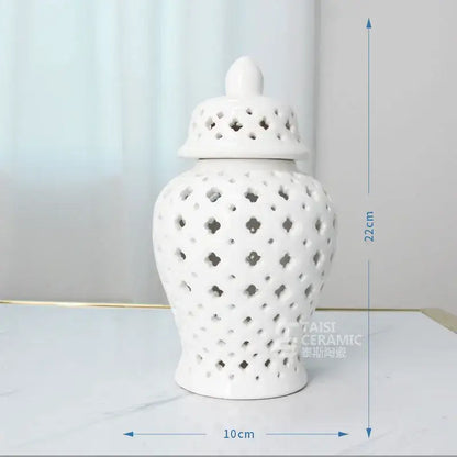 Gold ceramic carved temple jar living room decor