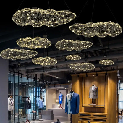 Modern gold mesh cloud pendant lights – dining room led lighting