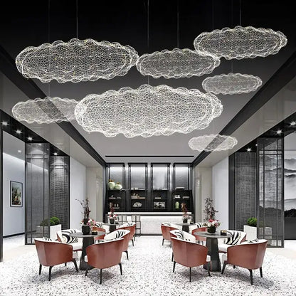 Modern gold mesh cloud pendant lights – dining room led lighting