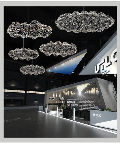 Modern gold mesh cloud pendant lights – dining room led lighting