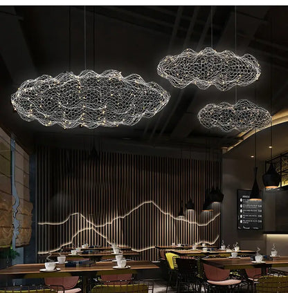 Modern gold mesh cloud pendant lights – dining room led lighting