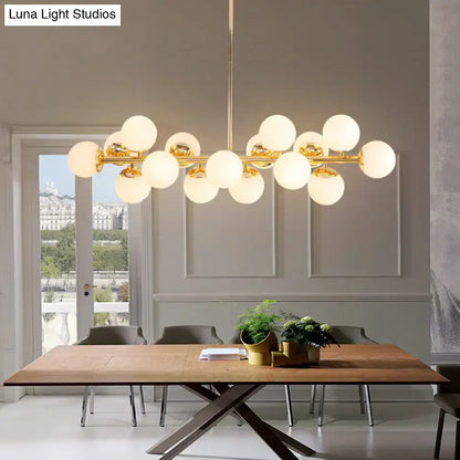 Modern gold frosted glass shade chandelier – dining room pendant light