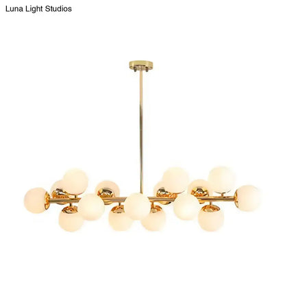 Modern gold frosted glass shade chandelier – dining room pendant light