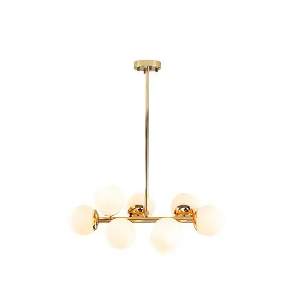 Modern gold frosted glass shade chandelier – dining room pendant light