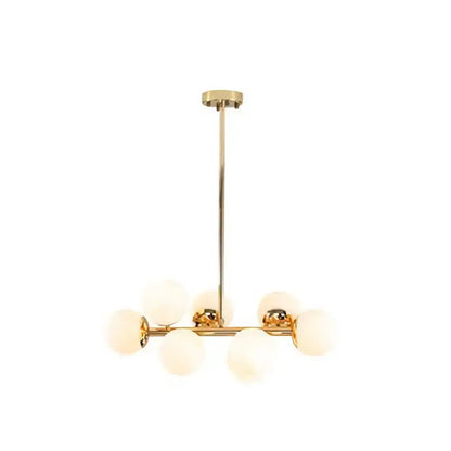 Modern gold frosted glass shade chandelier – dining room pendant light
