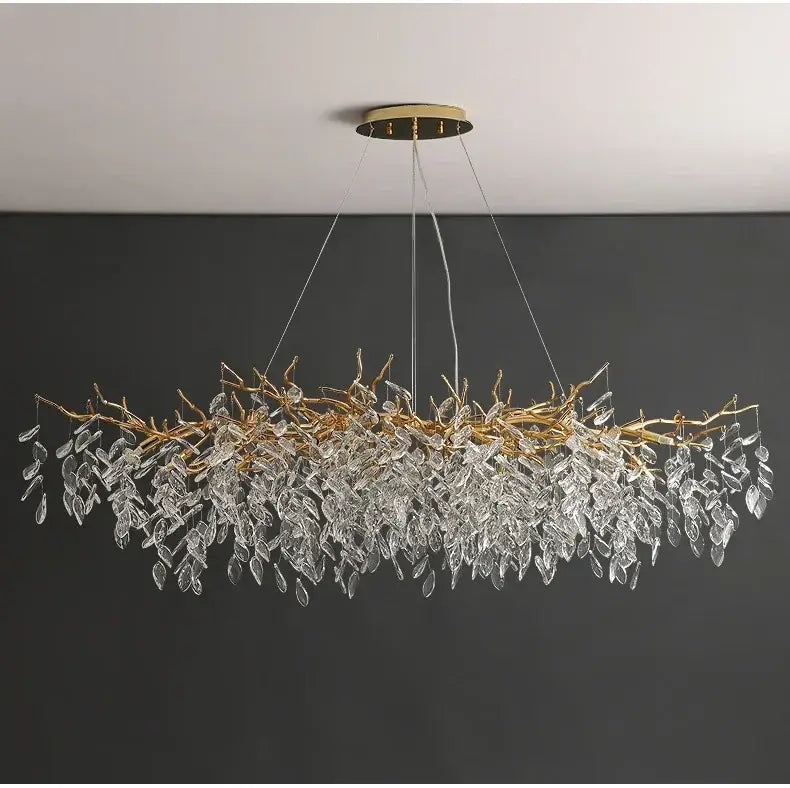 Modern gold crystal led branch chandelier for dining room