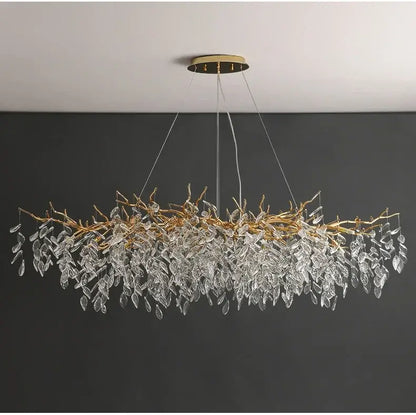 Modern gold crystal led branch chandelier for dining room