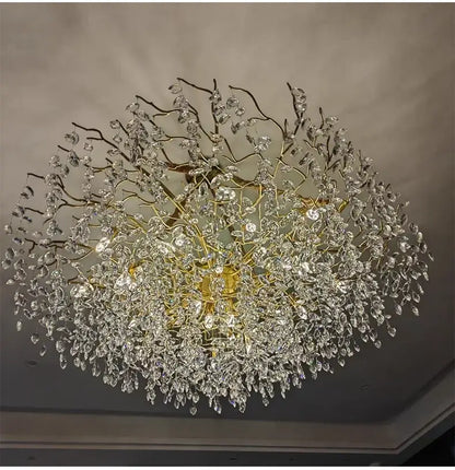 Modern gold crystal led branch chandelier for dining room