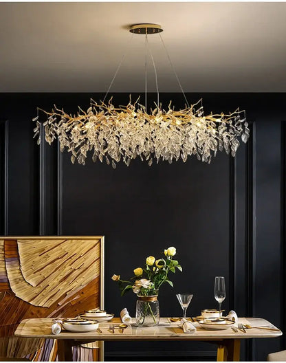 Modern gold crystal led branch chandelier for dining room