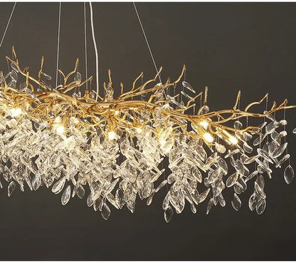 Modern gold crystal led branch chandelier for dining room