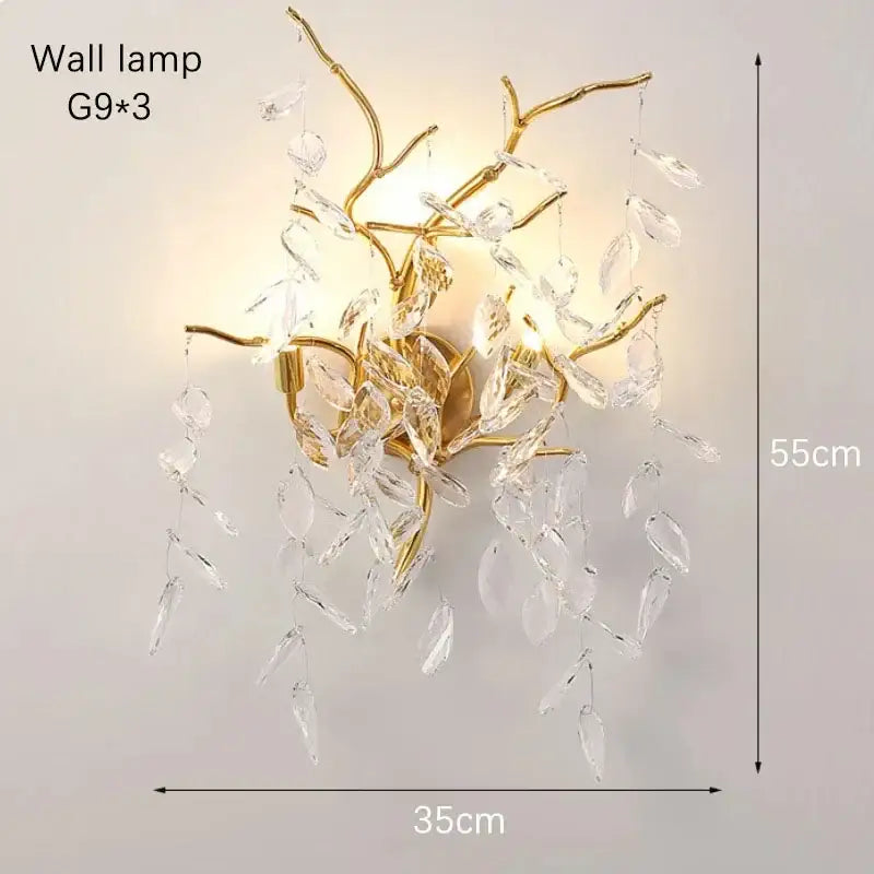 Modern gold crystal led branch chandelier for dining room