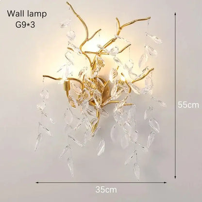 Modern gold crystal led branch chandelier for dining room