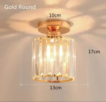 Gold crystal three light semi mount ceiling light bedroom